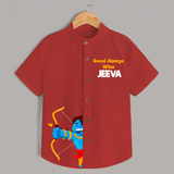 Good Always Wins Shirt | Personalized Kids Shirt for Dussehra Festivities - RED - 0 - 6 Months Old (Chest 23")