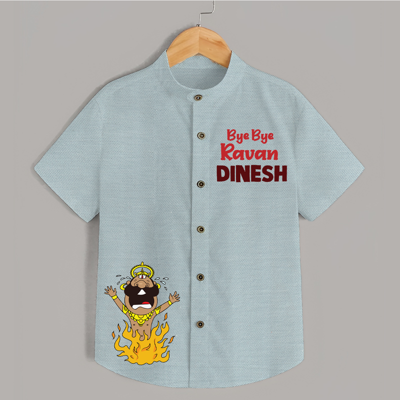 Bye Bye Ravan Shirt | Custom Kids Shirt for Vijayadashami - ARCTIC BLUE - 0 - 6 Months Old (Chest 23")