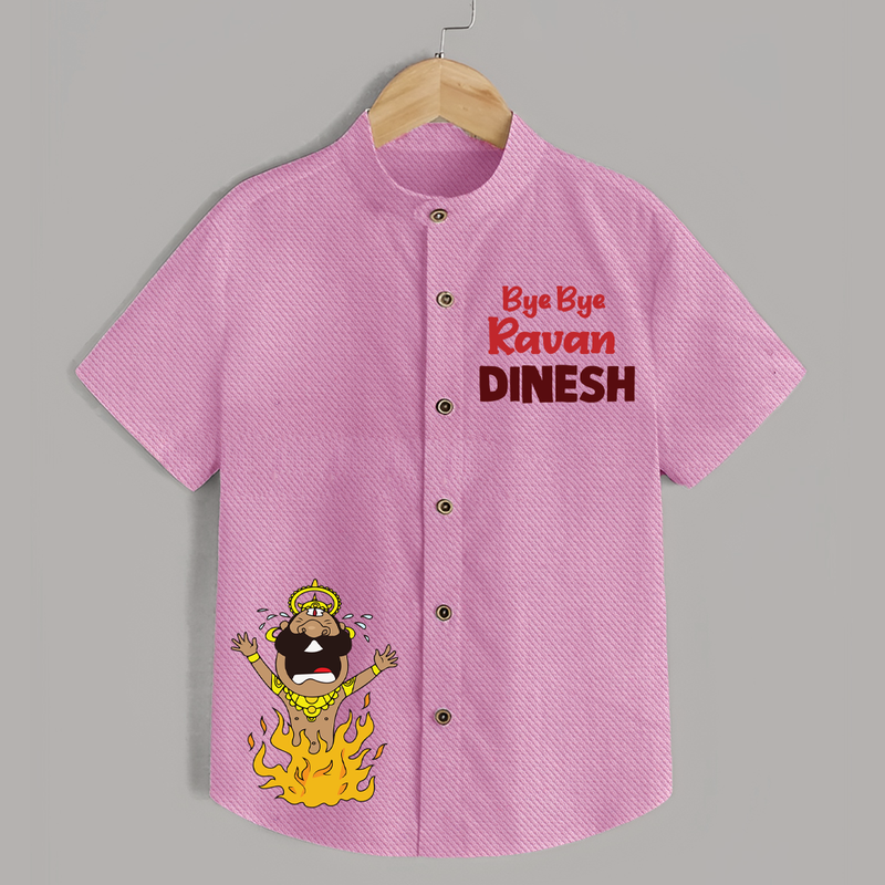 Bye Bye Ravan Shirt | Custom Kids Shirt for Vijayadashami - BABY PINK - 0 - 6 Months Old (Chest 23")