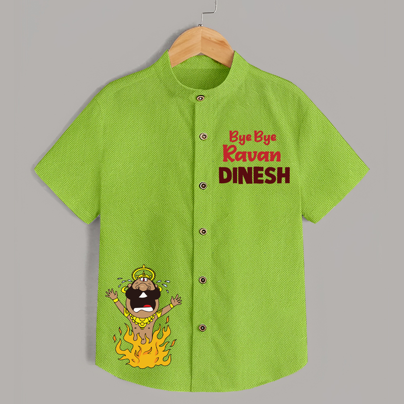 Bye Bye Ravan Shirt | Custom Kids Shirt for Vijayadashami - LIME GREEN - 0 - 6 Months Old (Chest 23")