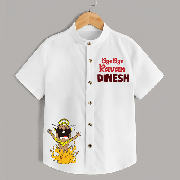 Bye Bye Ravan Shirt | Custom Kids Shirt for Vijayadashami - WHITE - 0 - 6 Months Old (Chest 23")