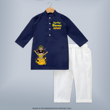 Bye Bye Ravan Fun Kurta - NAVY BLUE - 3 - 6 Months Old (Chest 24", Kurta Length 14'', Waist 19", Pant Length 14")