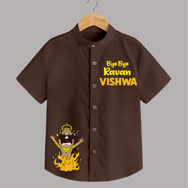 Bye Bye Ravan Shirt | Custom Kids Shirt for Vijayadashami - CHOCOLATE BROWN - 0 - 6 Months Old (Chest 23")