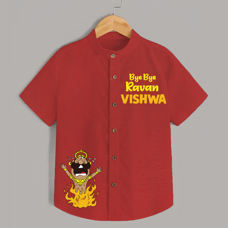 Bye Bye Ravan Shirt | Custom Kids Shirt for Vijayadashami - RED - 0 - 6 Months Old (Chest 23")