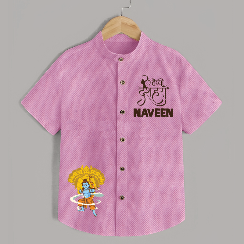 Dussehra Celebration Shirt | Personalized Kids Festival Shirt - BABY PINK - 0 - 6 Months Old (Chest 23")