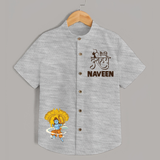 Dussehra Celebration Shirt | Personalized Kids Festival Shirt - GREY - 0 - 6 Months Old (Chest 23")