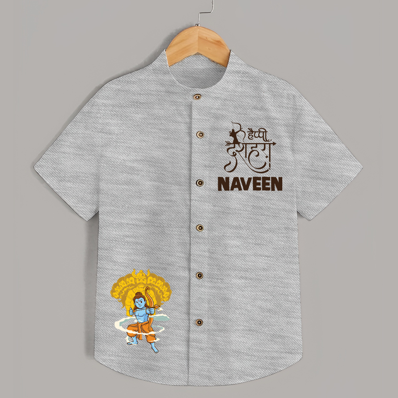 Dussehra Celebration Shirt | Personalized Kids Festival Shirt - GREY - 0 - 6 Months Old (Chest 23")