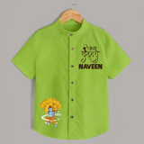 Dussehra Celebration Shirt | Personalized Kids Festival Shirt - LIME GREEN - 0 - 6 Months Old (Chest 23")