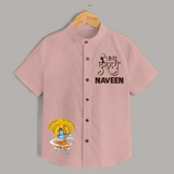 Dussehra Celebration Shirt | Personalized Kids Festival Shirt - PEACH - 0 - 6 Months Old (Chest 23")