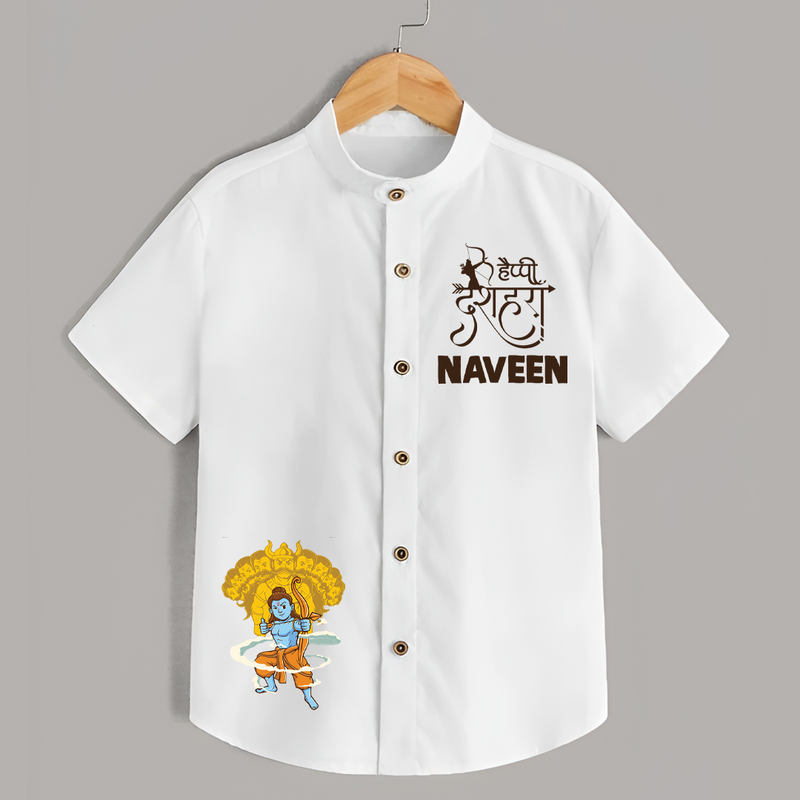 Dussehra Celebration Shirt | Personalized Kids Festival Shirt - WHITE - 0 - 6 Months Old (Chest 23")