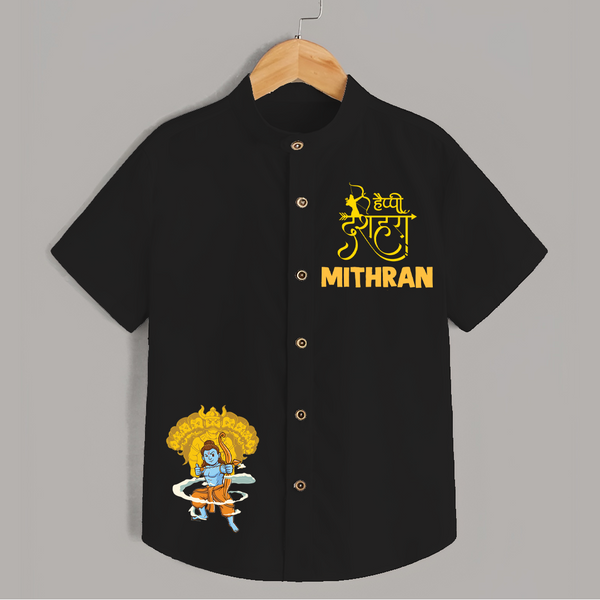 Dussehra Celebration Shirt | Personalized Kids Festival Shirt - BLACK - 0 - 6 Months Old (Chest 23")