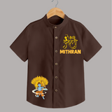 Dussehra Celebration Shirt | Personalized Kids Festival Shirt - CHOCOLATE BROWN - 0 - 6 Months Old (Chest 23")