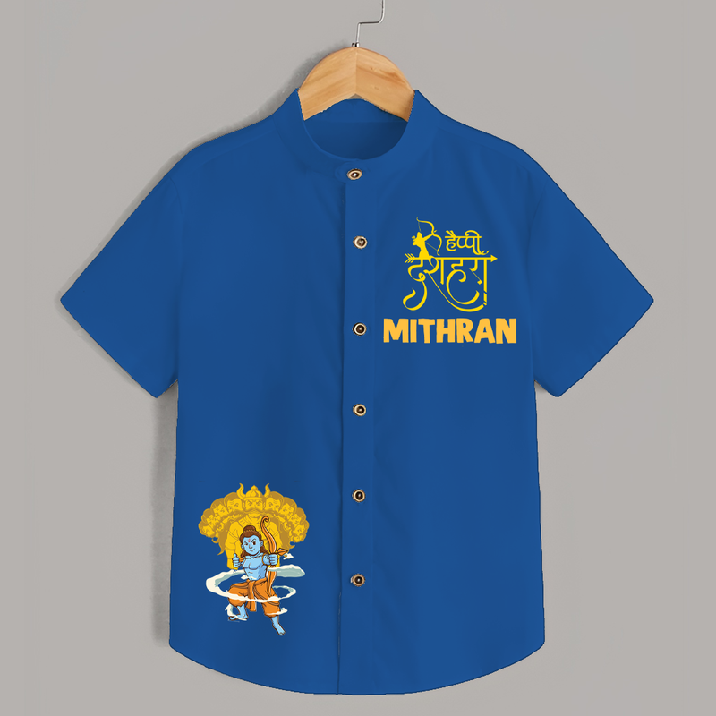 Dussehra Celebration Shirt | Personalized Kids Festival Shirt - COBALT BLUE - 0 - 6 Months Old (Chest 23")