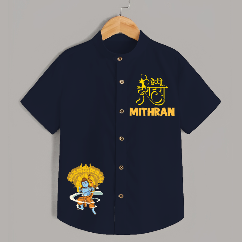 Dussehra Celebration Shirt | Personalized Kids Festival Shirt - NAVY BLUE - 0 - 6 Months Old (Chest 23")
