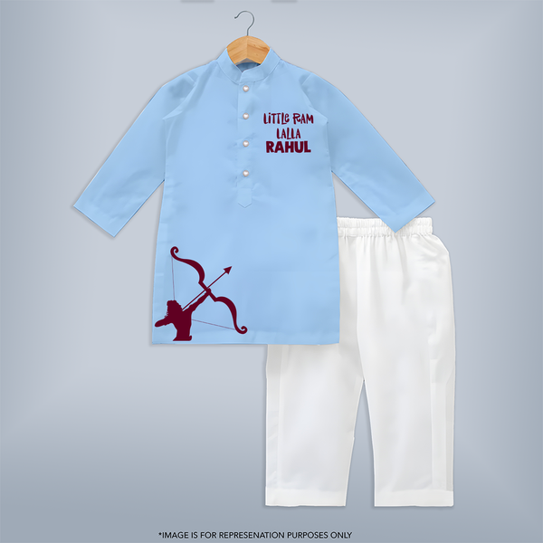 Little Ram Lalla Kurta | Personalized Kids Kurta for Dussehra - BABY BLUE - 3 - 6 Months Old (Chest 24", Kurta Length 14'', Waist 19", Pant Length 14")