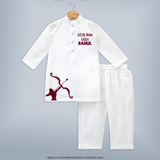 Little Ram Lalla Kurta | Personalized Kids Kurta for Dussehra - WHITE - 3 - 6 Months Old (Chest 24", Kurta Length 14'', Waist 19", Pant Length 14")