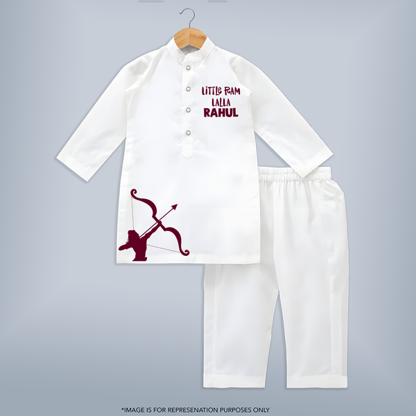 Little Ram Lalla Kurta | Personalized Kids Kurta for Dussehra - WHITE - 3 - 6 Months Old (Chest 24", Kurta Length 14'', Waist 19", Pant Length 14")