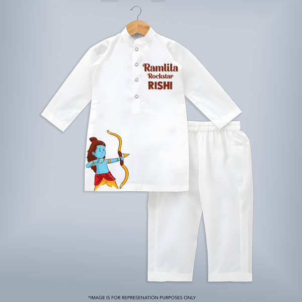 Ramlila Rockstar Kurta | Custom Kids Kurta for Festival Fun - WHITE - 3 - 6 Months Old (Chest 24", Kurta Length 14'', Waist 19", Pant Length 14")
