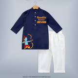 Ramlila Rockstar Kurta | Custom Kids Kurta for Festival Fun - NAVY BLUE - 3 - 6 Months Old (Chest 24", Kurta Length 14'', Waist 19", Pant Length 14")