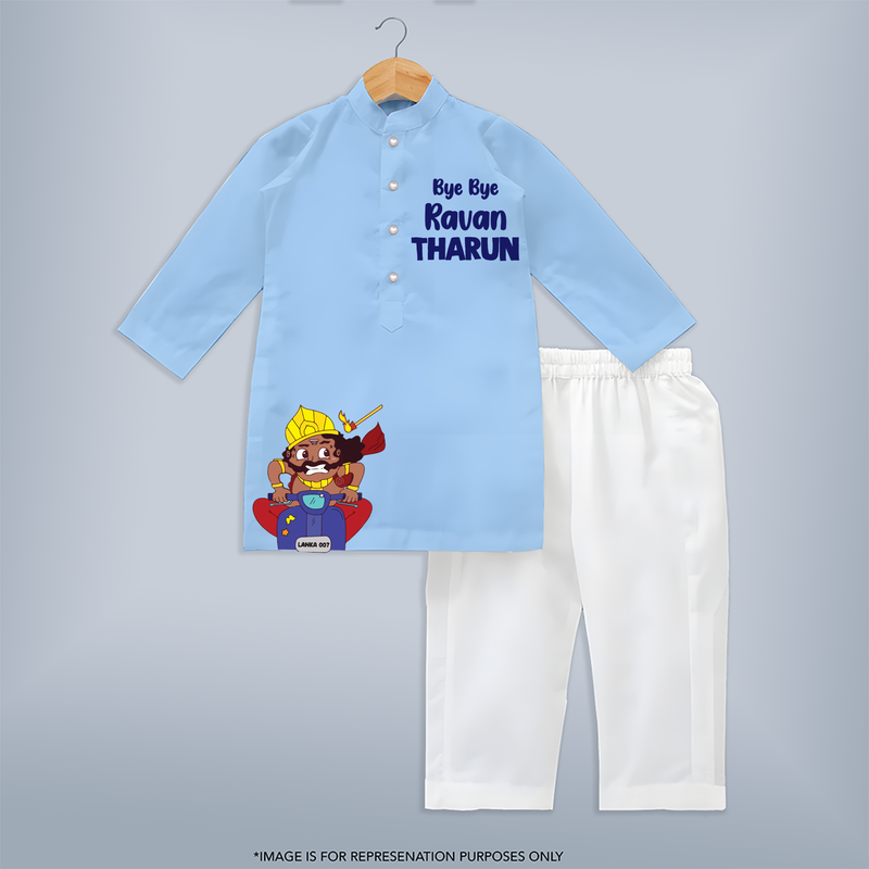 Bye Bye Ravan Kurta | Custom Kids Kurta for Festival Celebration - BABY BLUE - 3 - 6 Months Old (Chest 24", Kurta Length 14'', Waist 19", Pant Length 14")