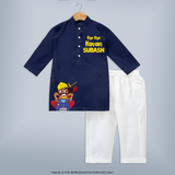 Bye Bye Ravan Kurta | Custom Kids Kurta for Festival Celebration - NAVY BLUE - 3 - 6 Months Old (Chest 24", Kurta Length 14'', Waist 19", Pant Length 14")