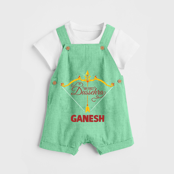 My First Dussehra Ganesh Baby Dungaree - GREEN - 0 - 5 Months Old (Chest 18")