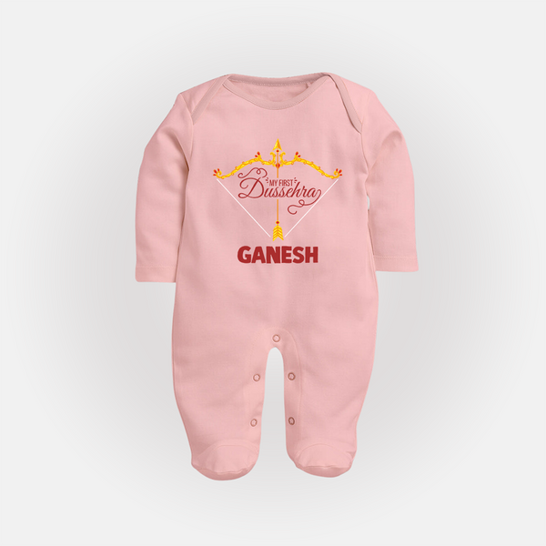 My First Dussehra Ganesh Baby Fullbody suit - BABY PINK - New Born (Chest 7.5")
