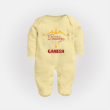 My First Dussehra Ganesh Baby Fullbody suit - PASTEL YELLOW - New Born (Chest 7.5")