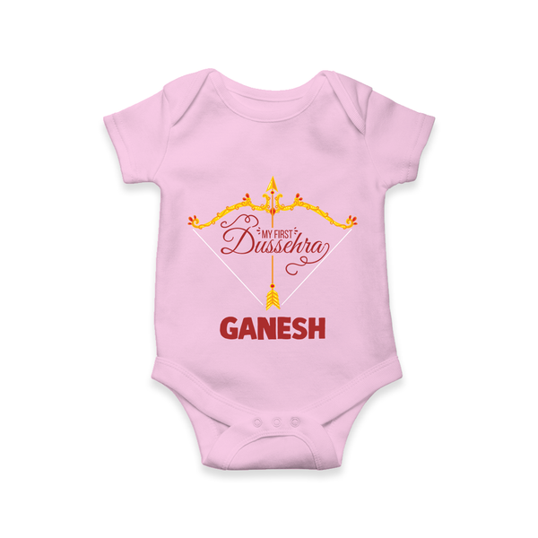 My First Dussehra Ganesh Baby Romper - BABY PINK - New Born (Chest 14")