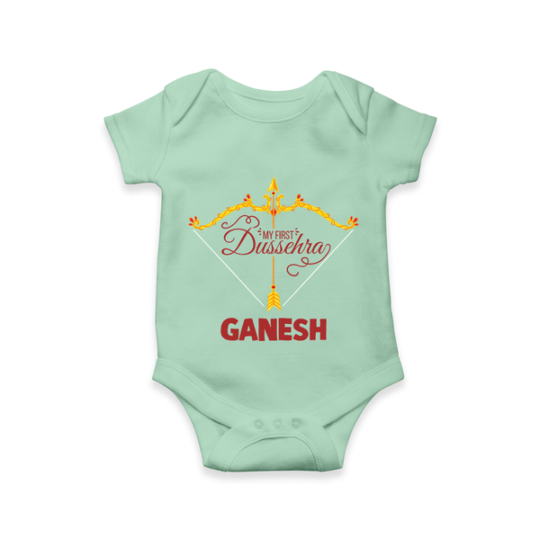 My First Dussehra Ganesh Baby Romper - MINT GREEN - New Born (Chest 14")