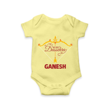 My First Dussehra Ganesh Baby Romper - PASTEL YELLOW - New Born (Chest 14")