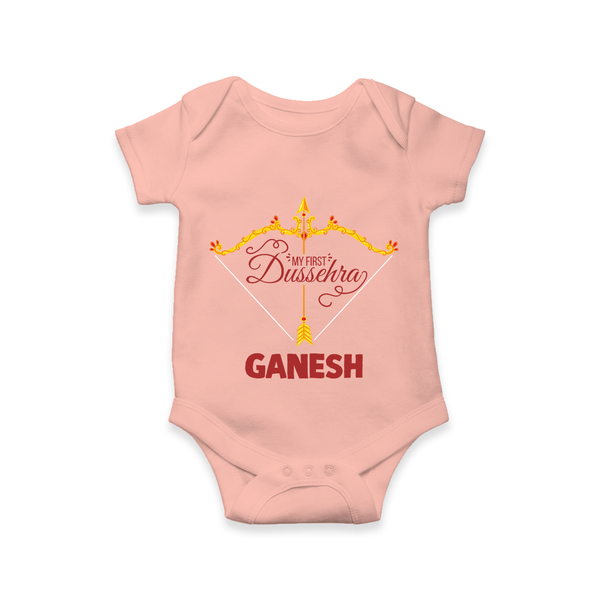 My First Dussehra Ganesh Baby Romper - PEACH - New Born (Chest 14")