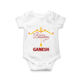 My First Dussehra Ganesh Baby Romper - WHITE - New Born (Chest 14")