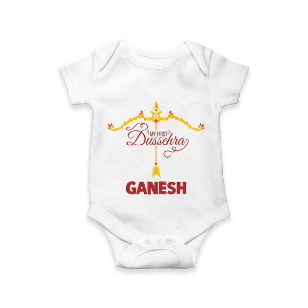 My First Dussehra Ganesh Baby Romper - WHITE - New Born (Chest 14")