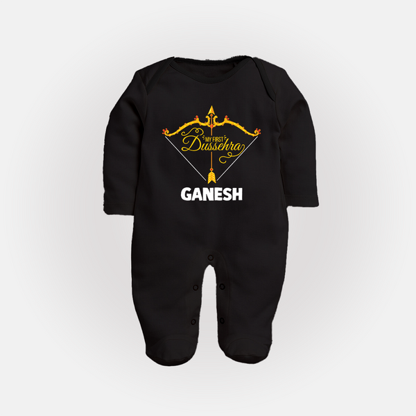 My First Dussehra Ganesh Baby Fullbody suit - BLACK - New Born (Chest 7.5")