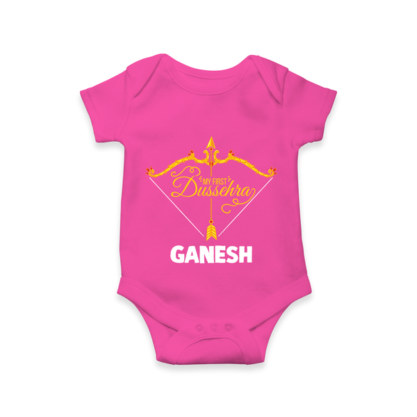My First Dussehra Ganesh Baby Romper - HOT PINK - New Born (Chest 14")