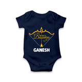 My First Dussehra Ganesh Baby Romper - NAVY BLUE - New Born (Chest 14")