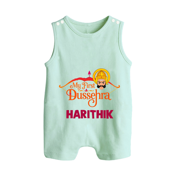 My First Dussehra Harithik Festive Button Romper - MINT GREEN - New Born (Chest 18")