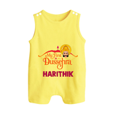 My First Dussehra Harithik Festive Button Romper - PASTEL YELLOW - New Born (Chest 18")