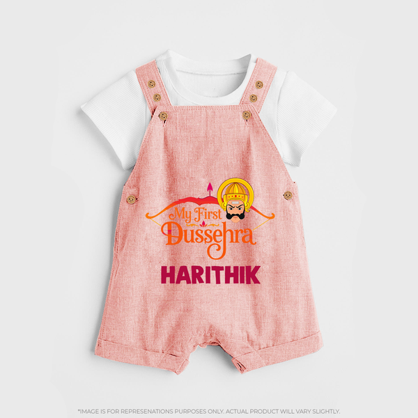 My First Dussehra Harithik Festive Dungaree - PEACH - 0 - 5 Months Old (Chest 18")