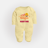 My First Dussehra Harithik Festive Fullbody suit - PASTEL YELLOW - New Born (Chest 7.5")