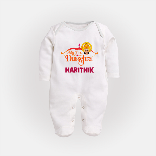 My First Dussehra Harithik Festive Fullbody suit - WHITE - New Born (Chest 7.5")