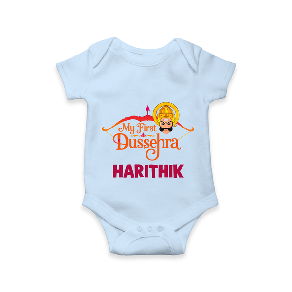 My First Dussehra Harithik Festive Romper - BABY BLUE - New Born (Chest 14")
