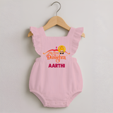 My First Dussehra Harithik Festive Romper Frock - BABY PINK - 0 - 3 Months Old (Chest 19")
