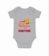 My First Dussehra Harithik Festive Romper - GREY - New Born (Chest 14")