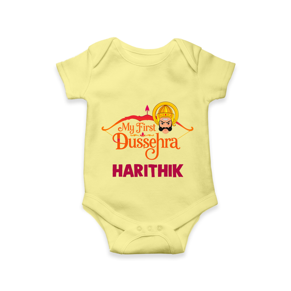 My First Dussehra Harithik Festive Romper - PASTEL YELLOW - New Born (Chest 14")