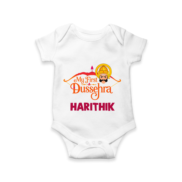 My First Dussehra Harithik Festive Romper - WHITE - New Born (Chest 14")