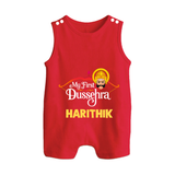 My First Dussehra Harithik Festive Button Romper - RED - New Born (Chest 18")