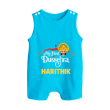 My First Dussehra Harithik Festive Button Romper - SKY BLUE - New Born (Chest 18")