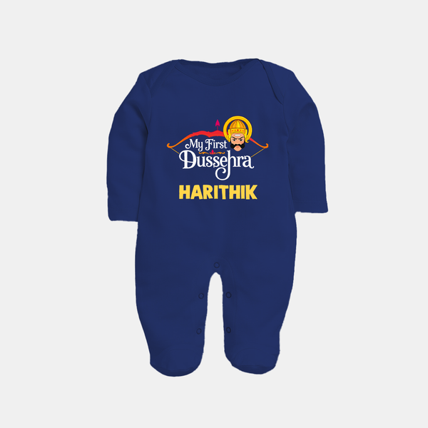My First Dussehra Harithik Festive Fullbody suit - NAVY BLUE - New Born (Chest 7.5")